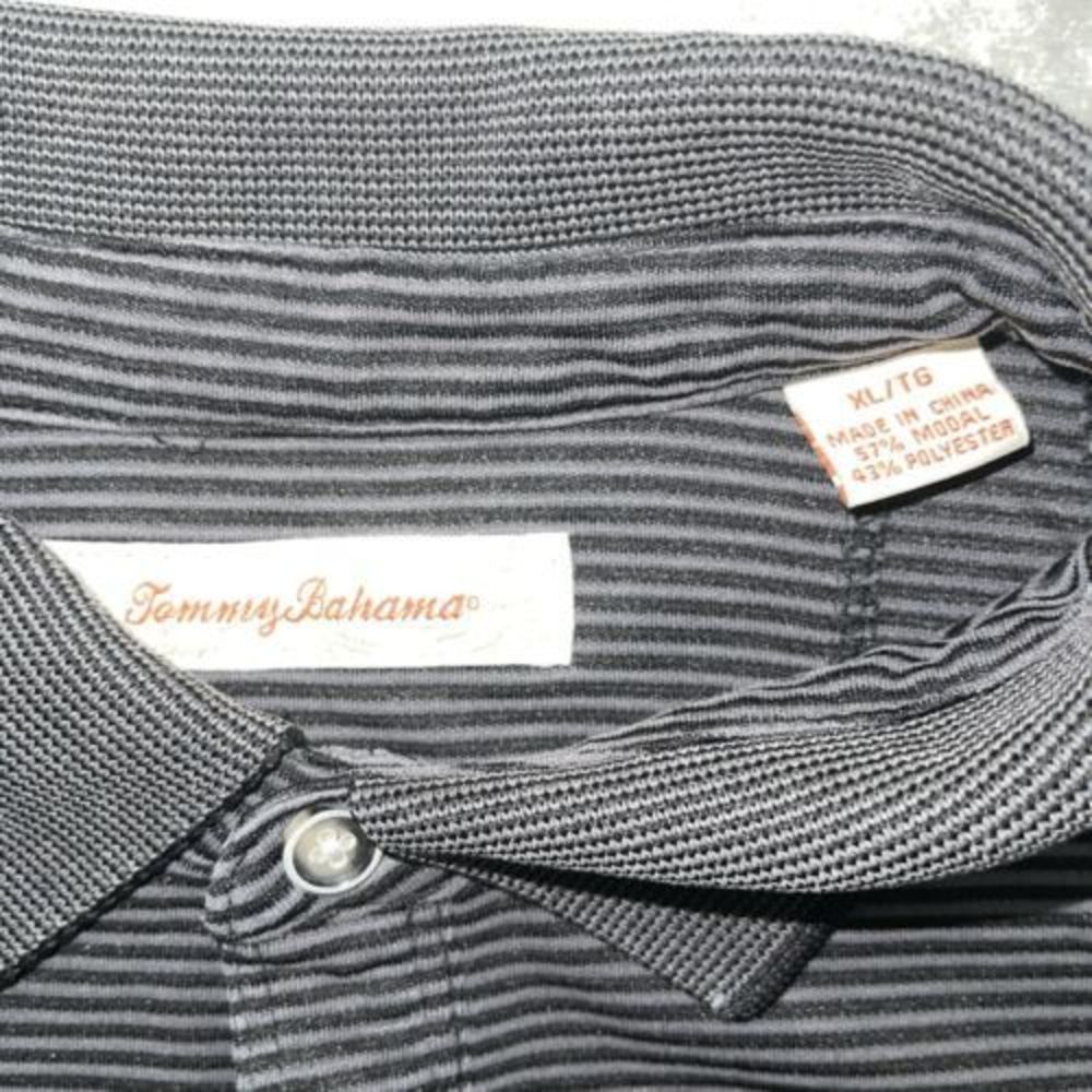 Tommy Bahama Polo XL Black/Stripped Modal Blend - Picture 4 of 6